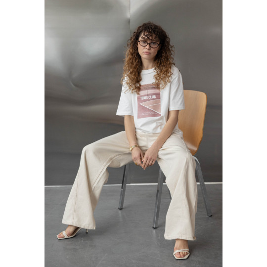 ДЖИНСИ WIDE LEG З ШВОМ СВІТЛИЙ БЕЖ WL 551