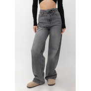 ДЖИНСИ WIDE LEG З ПОЯСОМ СІРИЙ WL 542
