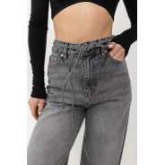 ДЖИНСИ WIDE LEG З ПОЯСОМ СІРИЙ WL 542