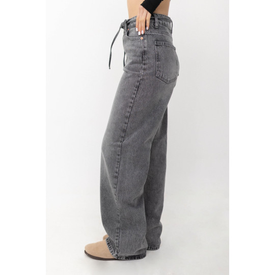 ДЖИНСИ WIDE LEG З ПОЯСОМ СІРИЙ WL 542