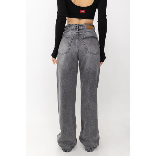 ДЖИНСИ WIDE LEG З ПОЯСОМ СІРИЙ WL 542